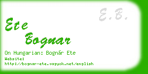ete bognar business card