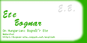 ete bognar business card